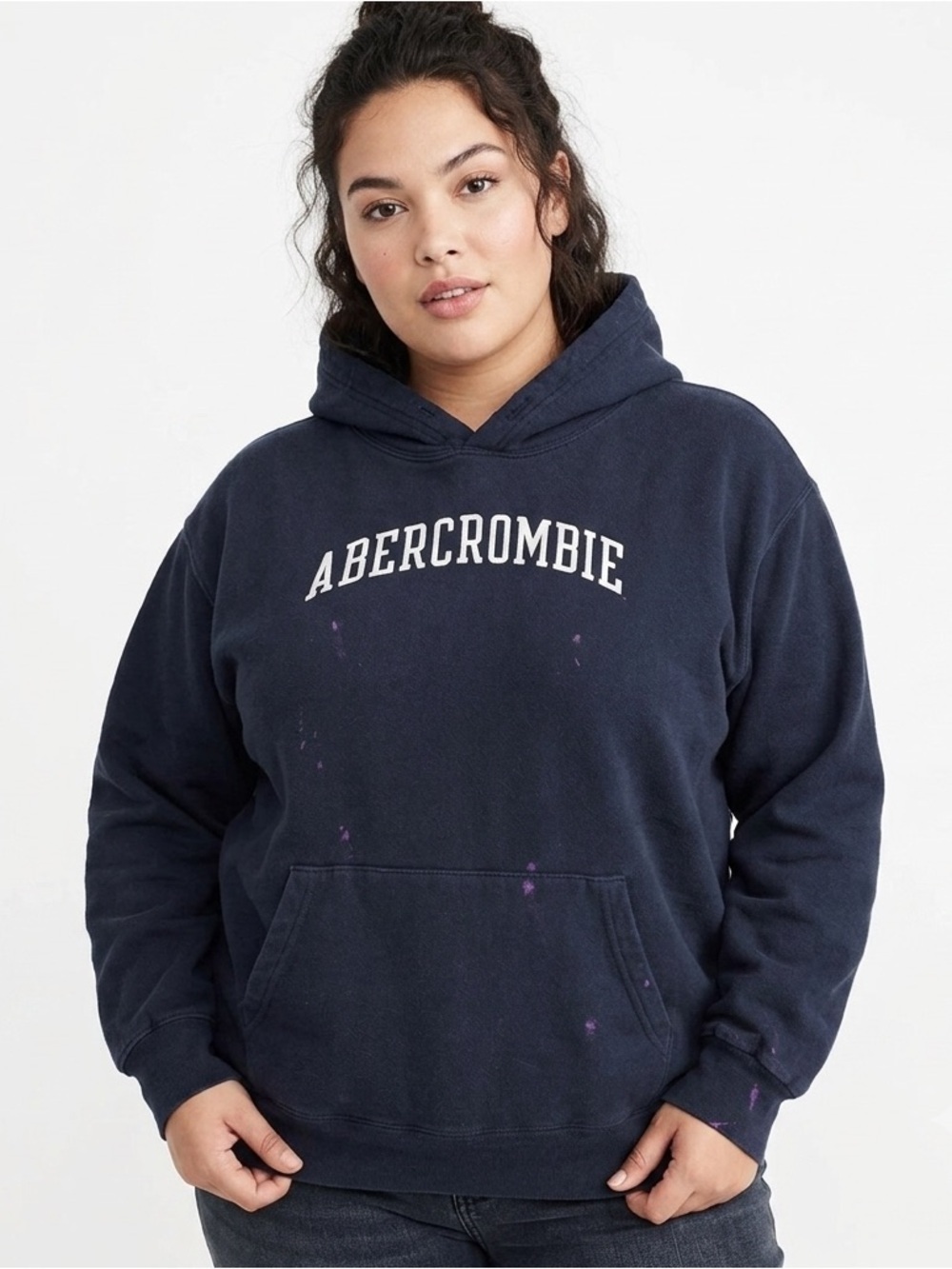Abercrombie & Fitch Purple Splatter Black Hoodie Sweatshirt for Women & Men